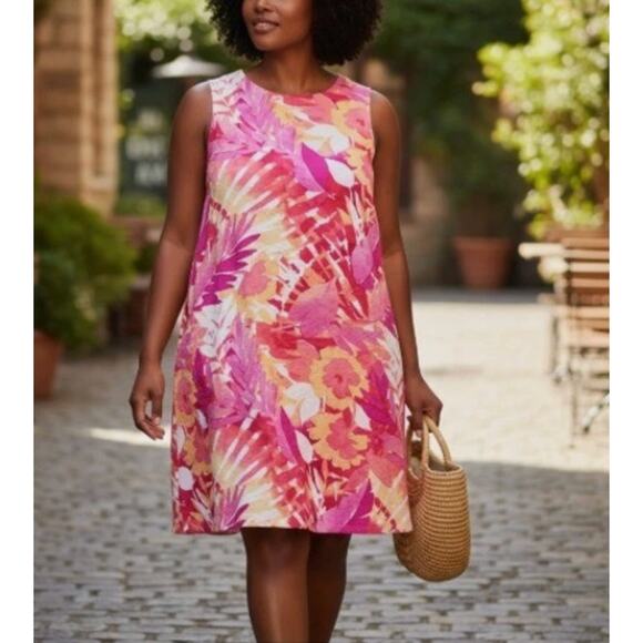 Escape by Habitat Guava Tropical Pink Sleeveless Tank Shift Dress Size Medium - Picture 1 of 12
